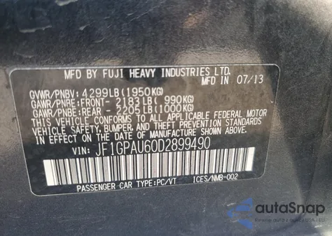 2013 Subaru Impreza Sport Limited из США, поврежденный, VIN JF1GPAU60D2899490